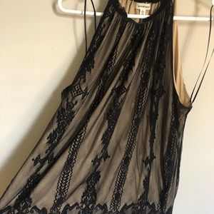 Halter black lace with beige lining